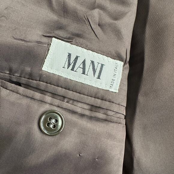Mani by Armani Made in Italy 100% Virgin Wool Brown Swiss Dot Blazer Jacket 42L - Picture 7 of 10